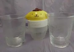 【サンリオ】キティちゃんグラス2個&ポムポムプリン容器