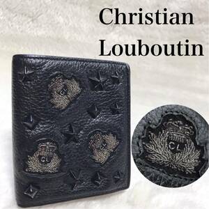 美品 クリスチャンルブタン パネトーネ スタースタッズ 2つ折り財布 コンパクト Christian Louboutin