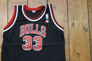 【古着GAME TOPS Champion CHICAGO BULLS ユニフォームタンクトップ黒#33】チャンピオンNBAバスケシカゴブルズPippenスコッティ・ピッペン