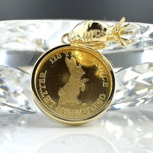 【77】 ピーターラビット 120周年記念メダル 1/25OZ 純金 コイントップ K24 K18 2013年 製造証明書付き 直径 14mm 3.2ｇ (1732)