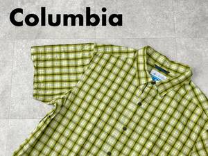 ☆送料無料☆ Columbia コロンビア USA直輸入 古着 半袖 チェック シャツ メンズ XL グリーン トップス 中古 即決