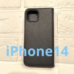 ❤️iPhone14 手帳型ケース　シュリンクレザー風　黒　カード収納