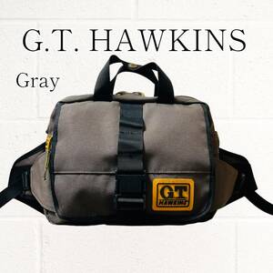 【美品】G.T.HAWKINS(ジーティーホーキンス) ウエストポーチ ボディバッグ グレー