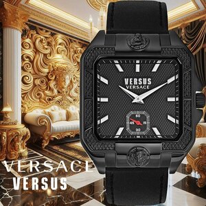 新品 ヴェルサーチVERSACE ヴェルサス 角型スクエア ブラック VERSUSヴェルサーチェ 本物 50m防水 腕時計 イタリアンブランド 激レア