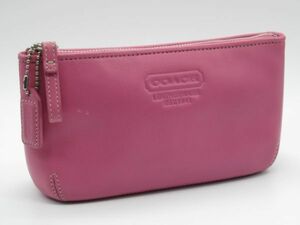 F2-28 ポーチ COACH コーチ レザー 革 ピンク サイズ19.5cm×10.0cm×6.0cm(底幅) 小物入れ 化粧品ポーチ