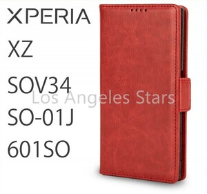 Xperia XZ SOV34 SO-01J 601SO スマホケース エクスペリア 人気 赤 革 レザー 手帳型 レッド 送料無料 かわいい 通販 おしゃれ sale 激安