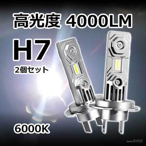 H7 ホワイト 6000K LED ヘッドライト ハイビーム ロービーム コンパクト設計 アルミボディ仕様 白 放熱フィン 12V 24V