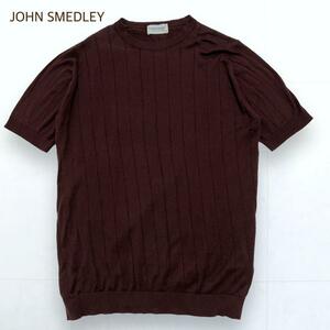 JOHN SMEDLEY ジョンスメドレー 縦畝ニット セーター シーアイランドコットン 茶 ブラウン レディース M