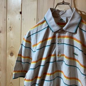 [KWT3236] LACOSTE ポロシャツ メンズ クリームボーダー 3 ポス