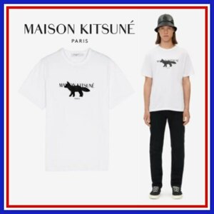 ● MAISON KITSUNE 半袖 Tシャツ M 白 ロゴ 新品 メゾンキツネ ユニセックス 黒 キツネプリント コットン フォックス