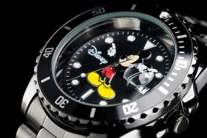 1円～ 1スタ aiko愛用アナザーヘブン×Disney限定MICKEYミッキーマウス別注コラボ時計ミッキーフルブラック5気圧絶版新品逆輸入