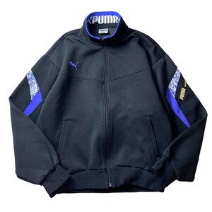 クラシック! 90s PUMA プーマ 日本製 ヒットユニオン トラックジャケット トップ ジャージ 人気色 ブラック パープル 黒 紫 メンズ 古着