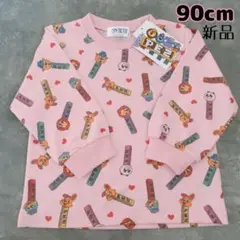 ♥PEZ/ペッツ 総柄長袖Tシャツ 裏毛トレーナー 90cm ピンク♥新品