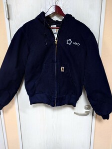 レア カーハートCarhartt アクティブジャケット企業物ネイビー紺色希少sizeSアメリカ製