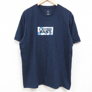 XL/古着 バンズ VANS 半袖 Tシャツ メンズ ビッグロゴ コットン クルーネック 濃紺 ネイビー 24feb28 中古