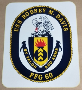 米海軍　” USS ロドニー・M・デイヴィス ”　FFG-60　ステッカー　オリバー・ハザード・ペリー級ミサイルフリゲート　USS Rodney M. Davis