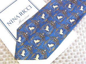 ♪33912D♪状態並品【鳥 装飾 柄】ニナリッチ【NINA RICCI】ネクタイ