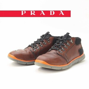 ◆PRADA SPORT プラダ スポーツ レザー Uチップ レースアップ スニーカー シューズ ブラウン 8