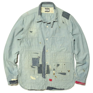 ANACHRONORM アナクロノーム【Remaked Burkina Faso Chambray Work Shirt サイズ00】ヴィンテージ加工 リメイク シャンブレー ワークシャツ