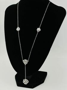 k18WG 0.69ct ダイヤモンド ロングネックレス 18金 ホワイトゴールド アクセサリー チェーン長約50cm 重量約6.62g