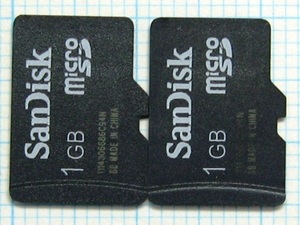 ★SanDisk microＳＤ メモリーカード １ＧＢ ２枚 中古★送料６３円～