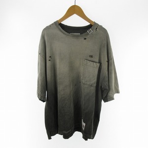 24SS Maison MIHARA YASUHIRO メゾン ミハラヤスヒロ Tシャツ 半袖 Sun Faded Tee サンフェード ダメージ ブリーチ 加工 ブラック 46 メン