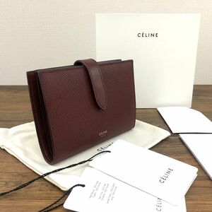 送料込み！ 極美品 CELINE ミディアムストラップウォレット バーガンディ 箱付き 444