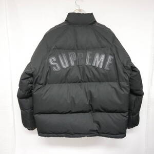 【1円】試着 Supreme 国内正規 23AW Star Sleeve Down Puffer Jacket 袖レザー切り替え スター ダウンジャケット 背面ロゴ Black 黒 S