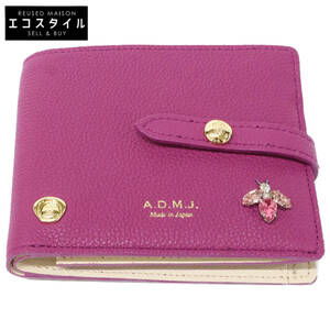 新品未使用/1円 A.D.M.J. Accessoires De Mademoiselle ADMJ THE BEE シュリンク型押し ビジュー コンパクトウォレット 二つ折り財布