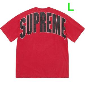 1円〜【入手困難】Supreme/24FW Cracked Back Arc S/S Top RED/L シュプリームクラックドバックアーク メンズ半袖TシャツボックスロゴBOX赤