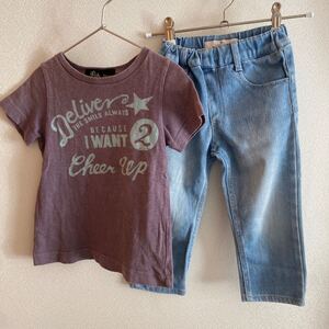 グローバルワーク　パンツ　L 110から120 やわらかデニムパンツ　フィス　fith Tシャツ 110 半袖　トップス　アメカジ　古着　100