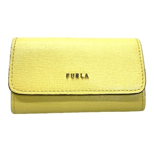 FURLA フルラ RAC5UNO B30000 バビロン 4連 キーケース レザー ロゴ イエロー系 ゴールド金具 レディース