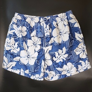 WB564 TOMMY BAHAMA RELAX トミーバハマ ナイロン サーフパンツ ショーツ ショートパンツ 水着 Lサイズ ブルー ハイビスカス ●60