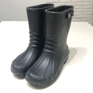 CROCS クロックス レインブーツ ブラック M6 W8 軽量 レインシューズ 24cm 靴 防寒ブーツ シンプル ロゴ 黒 長靴 ユニセックス 