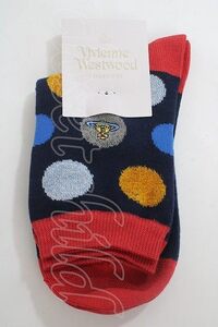 Vivienne Westwood / オーブ&ドットソックス 22.5-24.5 コン×アカ Y-24-03-13-020-gd-SZ-ZY