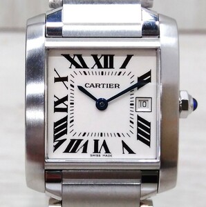Cartier カルティエ タンク フランセーズ 2465/3600**** クォーツ 腕時計 【2024/05・研磨・電池交換済】保存袋あり