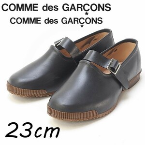 ◆COMME des GARCONS コムコム コムデギャルソン ラバー ストラップ シューズ 黒 ブラック 23cm