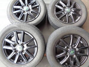 Ａ135　夏グッドイヤー155/65Ｒ13+アルミホイール黒　100-4Ｈ　13×4.00Ｂ　45　中古アルミタイヤ4本セット