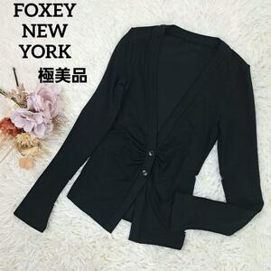【極美品】　FOXEY NEW YORK フォクシーニューヨーク　Vネック　カーディガン　フロントシャーリング　人気　38　M