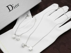 【極美品】保証書付き★2set Christian Dior ネックレス ブレスレット サイコロ ロゴ クリスチャン ディオール ヴィンテージ C20