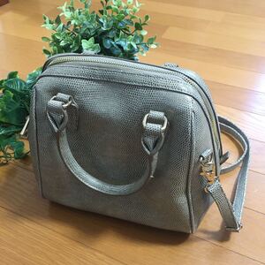 【美品即決】ジーナシス クロコ型押し2wayショルダーバッグ jeanasisハンドバッグ bag