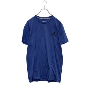 adidas 半袖 ロゴTシャツ S 杢ブルー アディダス クルーネック ワンポイントロゴ クライマライト 古着卸 アメリカ仕入 a604-6609