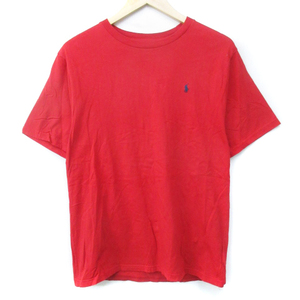 ポロ ラルフローレン POLO RALPH LAUREN Tシャツ カットソー 半袖 クルーネック ロゴ刺? XL 赤 レッド /FF5 メンズ