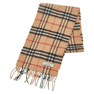 中古 美品 バーバリー マフラー Aランク ノバチェック カシミア100 ブラウン マルチカラー レディース BURBERRY 【送料無料】【西神店】