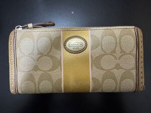 【1円〜】 COACH コーチ 長財布 ラウンドファスナー ウォレット レザー