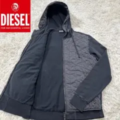 【☆漂う高級感☆】DIESEL 素材切替パーカー XL グレー お洒落感破格！