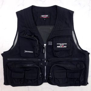 極美品 SHIMANO NEXUS 2WAY FISHING VEST シマノ ネクサス 2WAY フィッシングベスト VE-135A ブラック LL