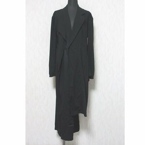 美品 23SS YOHJI YAMAMOTO collections ヨウジヤマモト ASYMMETRY JACKET サイドスリットコート アシンメトリージャケット 1 黒 ◆