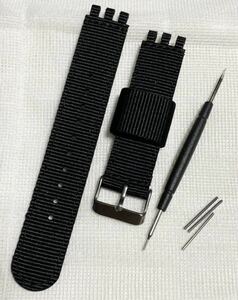 【19mm】新品！SWATCH スウォッチ用 ナイロンバンド ブラック