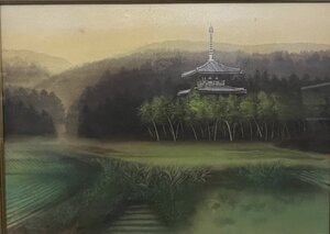 【真作】物静かに春を待つ寺院から日本の美を感じます。 清水規「法輪寺 待春」日本画 30号 第一線で活躍する【実績と信頼の正光画廊】